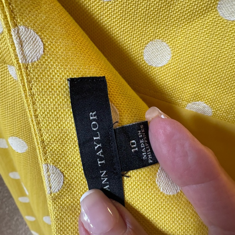 Ann Taylor Yellow Polka Dot Pencil Skirt - Picture 3 of 3